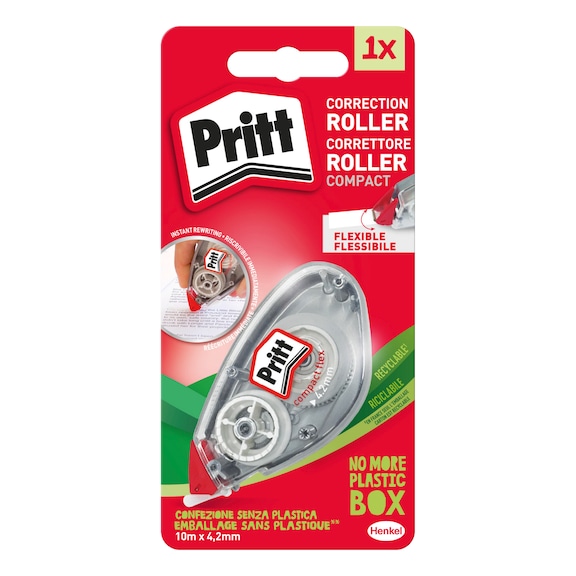 PRITT Korrekturroller Compact Flex. Wei&szlig;es Korrekturband. 10m x 4.2mm - Korrekturroller