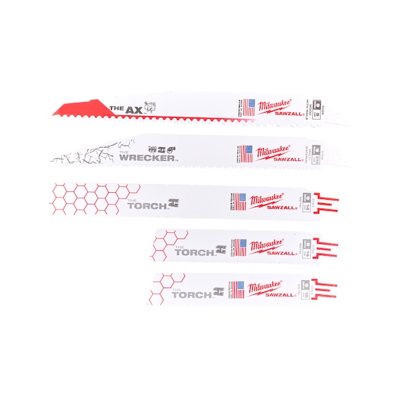 MILWAUKEE S&auml;bels&auml;geblatt-Set SAWZALL(TM) (5-teilig) 49472205 - S&auml;geblatt f&uuml;r S&auml;bels&auml;ge