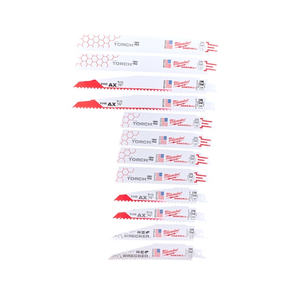 MILWAUKEE S&auml;bels&auml;geblatt-Set SAWZALL(TM) (12-teilig) 49472229 - S&auml;geblatt f&uuml;r S&auml;bels&auml;ge