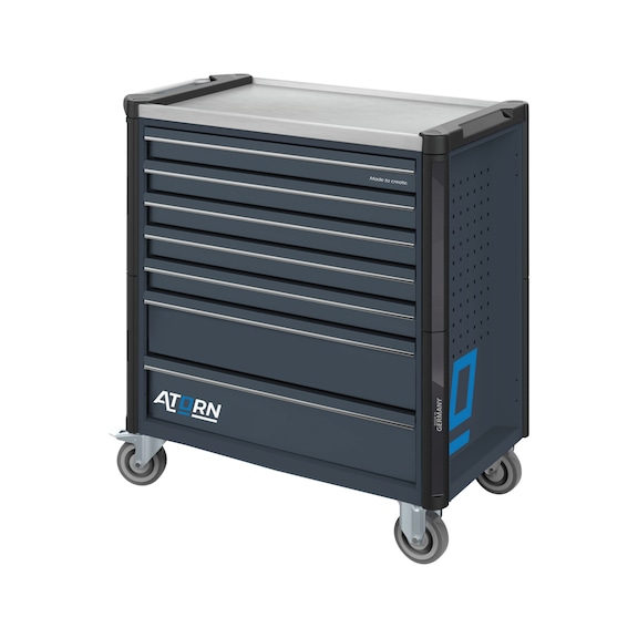 ATORN Workshop trolley XL with 8 drawers graphite grey RAL 7024 - N&aacute;řaďov&yacute; voz&iacute;k XL se zamyk&aacute;n&iacute;m jednotliv&yacute;ch z&aacute;suvek