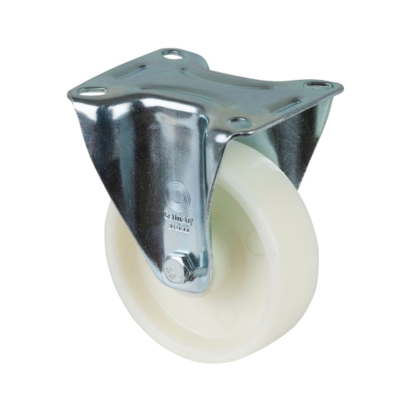 BS ROLLEN Fixed castor, 100 mm diameter, plastic, load capacity 125 kg - Fixed castor