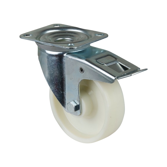 BS ROLLEN Swivel castor, 150 mm diameter, plastic, load capacity 300 kg, with brake - Swivel castor