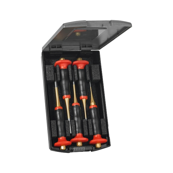 RENNSTEIG Pin punch set, 5-piece, with hand guards - 