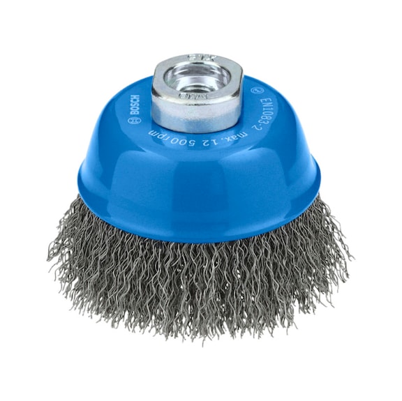 BOSCH Metal clean cup brush, 75 x 0,3 mm, M10, corrugated 2608620757 - Cup brush