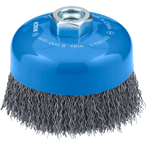 BOSCH Metal clean cup brush, 100 x 0,5 mm, M10, corrugated 2608620762 - Cup brush