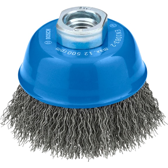 BOSCH Metal clean cup brush, 75 x 0,3 mm, M10, corrugated 2608620763 - Cup brush