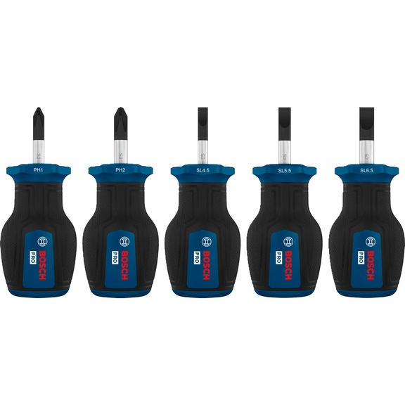 BOSCH PRO stubby screwdriver set PH/SL, 5-piece 1600A03HU6 - Screwdriver set
