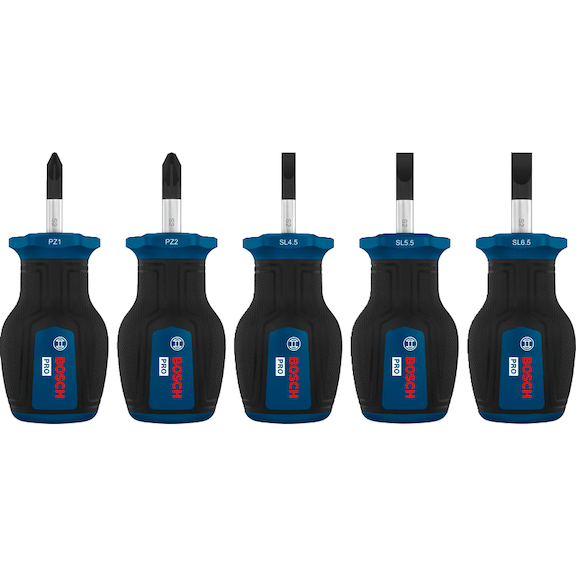 BOSCH PRO stubby screwdriver set PZ/SL, 5-piece 1600A03HU7 - Screwdriver set