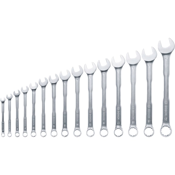 BOSCH combination wrench set, 6-21 mm, 15-piece 1600A03AH5 - Combination wrench set