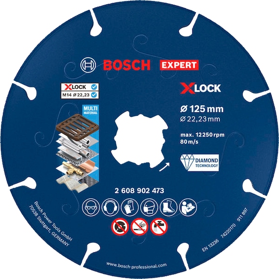 BOSCH EXPERT Metal diamond cutting disc, X-LOCK, 125 x 22,23 mm 2608902473 - Diamond cutting disc
