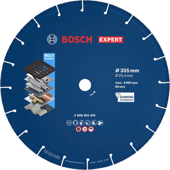 BOSCH EXPERT Metal diamond cutting disc, 355 x 25,4 mm. F&uuml;r Metalltrenns&auml;gen 2608902476 - Diamond cutting disc