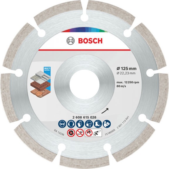 BOSCH Multi material diamond cutting disc, 125 x 22.23 x 7 mm, 10 Stk. 2608615041 - Multi Material Diamond cutting disc