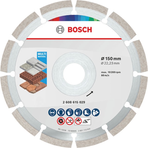 BOSCH Multi material diamond cutting disc, 150 x 22.23 x 7 mm, 10 Stk. 2608615042 - Multi Material Diamond cutting disc