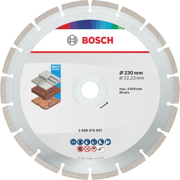 BOSCH Multi material diamond cutting disc, 230 x 22.23 x 7 mm, 10 Stk. 2608615044 - Multi Material Diamond cutting disc
