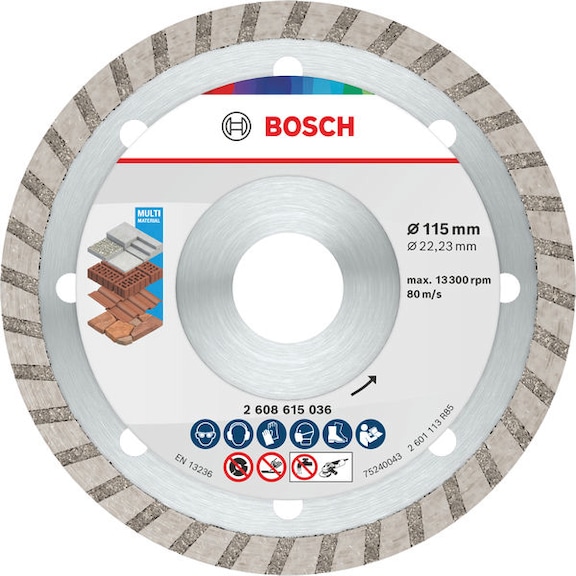 BOSCH Multi material Turbo diamond cutting disc 115 x 22.23 x 7 mm 10 pieces 2608615045 - Multi Material Turbo Diamond cutting disc