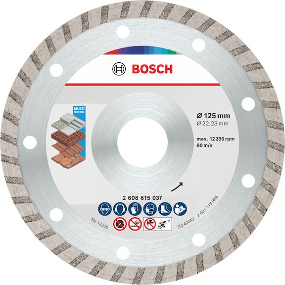 BOSCH Multi material Turbo diamond cutting disc 125 x 22.23 x 7 mm 10 pieces 2608615046 - Multi Material Turbo Diamond cutting disc