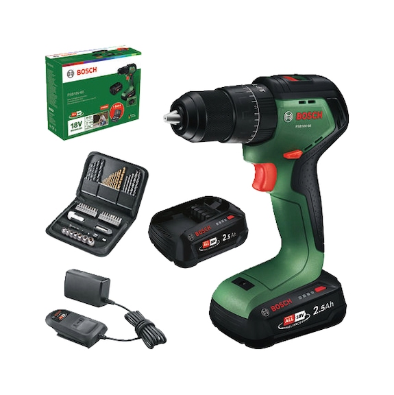 BOSCH Akku-Schlagbohrschrauber PSB18V-60 2 Akku PBA 18V 2.5Ah 06039D7304 - Akku-Schlagbohrschrauber PSB18V-60