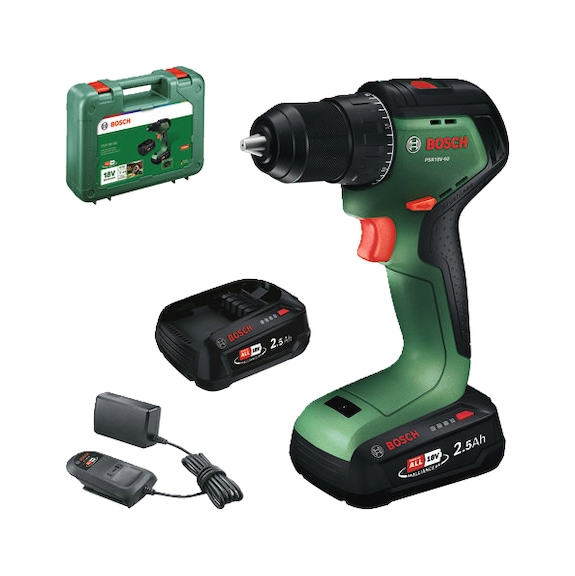 BOSCH cordless drill/driver PSR18V-60, 2 cordless PBA 18V 2.5Ah Handwerkerkoffer 06039D7202 - Cordless drill/driver PSR18V-60