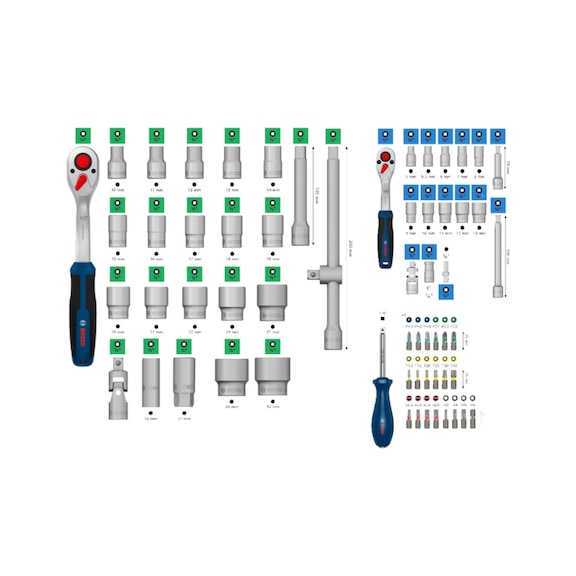 BOSCH 1/4 Zoll and 1/2 Zoll Ratschen-Set 80-piece 1600A03AD0 - Hand tool assortment, hand tool set