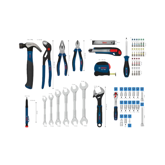 BOSCH Gemischtes Handwerkzeug-Set, 89-piece 1600A03AL2 - Hand tool assortment