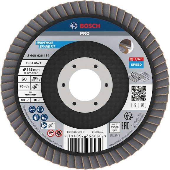 BOSCH PRO X571 flap disc, angled, 115 mm, K60 2608626184 - PRO X571 flap disc, angled