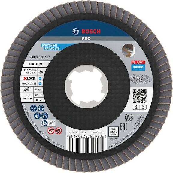 BOSCH PRO X571 flap disc, angled, 125 mm, K80, X-Lock 2608626197 - PRO X571 flap disc, angled