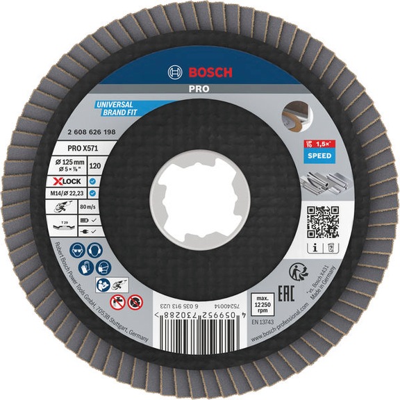 BOSCH PRO X571 flap disc, angled, 125 mm, K120, X-Lock 2608626198 - PRO X571 flap disc, angled