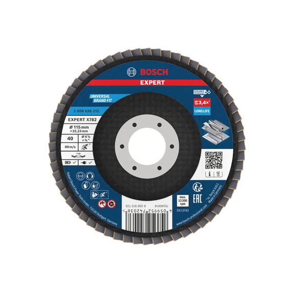BOSCH EXPERT X782 flap disc angled 115 mm K40 22,23 mm 2608626212 - EXPERT X782 flap disc angled