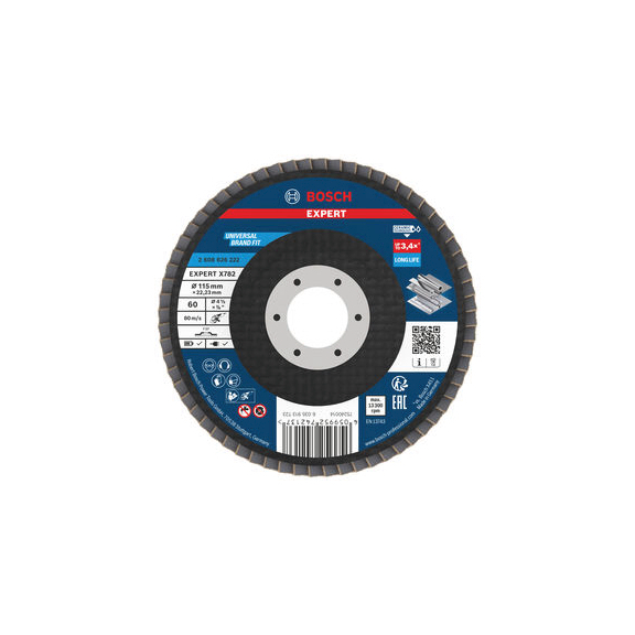 BOSCH EXPERT X782 flap disc straight 115 mm K60 bore 22,23 mm 2608626222 - EXPERT X782 flap disc straight