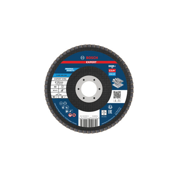 BOSCH EXPERT X782 flap disc straight 125 mm K40 bore 22,23 mm 2608626236 - EXPERT X782 flap disc straight