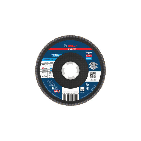 BOSCH EXPERT X782 flap disc, straight, 125 mm, K60, X-Lock 2608626239 - EXPERT X782 flap disc straight