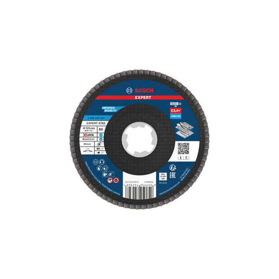 BOSCH EXPERT X782 flap disc, straight, 125 mm, K80, X-Lock 2608626241 - EXPERT X782 flap disc straight