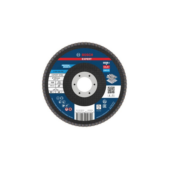 BOSCH EXPERT X782 flap disc straight 125 mm K120 bore 22,23 mm 2608626242 - EXPERT X782 flap disc straight