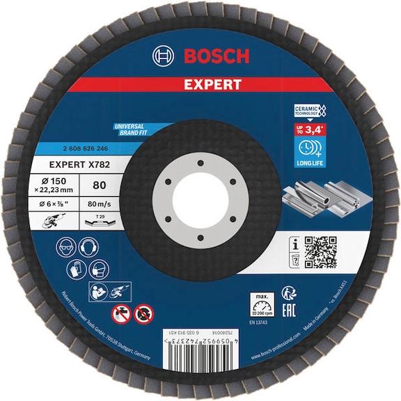 BOSCH EXPERT X782 flap disc angled 150 mm K80 22,23 mm 2608626246 - EXPERT X782 flap disc angled