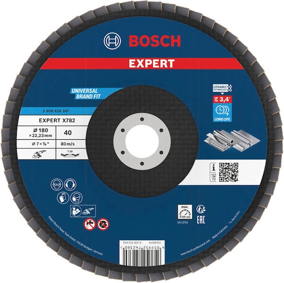 BOSCH EXPERT X782 flap disc angled 180 mm K40 22,23 mm 2608626247 - EXPERT X782 flap disc angled