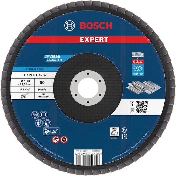 BOSCH EXPERT X782 flap disc angled 180 mm K60 22,23 mm 2608626248 - EXPERT X782 flap disc angled