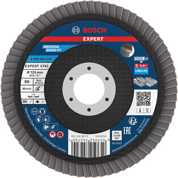BOSCH EXPERT X782 flap disc angled 125mm K80 FlexLam 2608626279 - EXPERT X782 flap disc angled