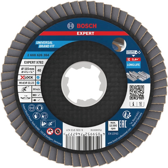 BOSCH EXPERT X782 flap disc angled 115 mm K40 X-Lock Flex 2608626304 - EXPERT X782 flap disc angled