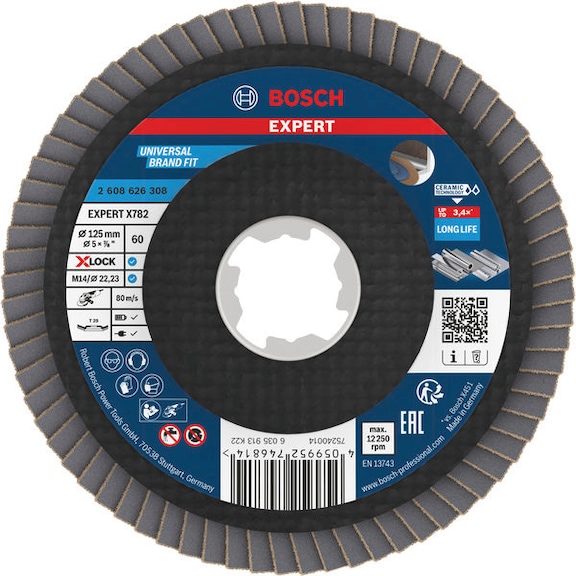 BOSCH EXPERT X782 flap disc, angled, 125 mm, K60, X-Lock 2608626308 - EXPERT X782 flap disc angled