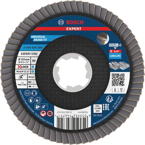 BOSCH EXPERT X782 flap disc angled 115 mm K80 X-Lock Flex 2608626306 - EXPERT X782 flap disc angled