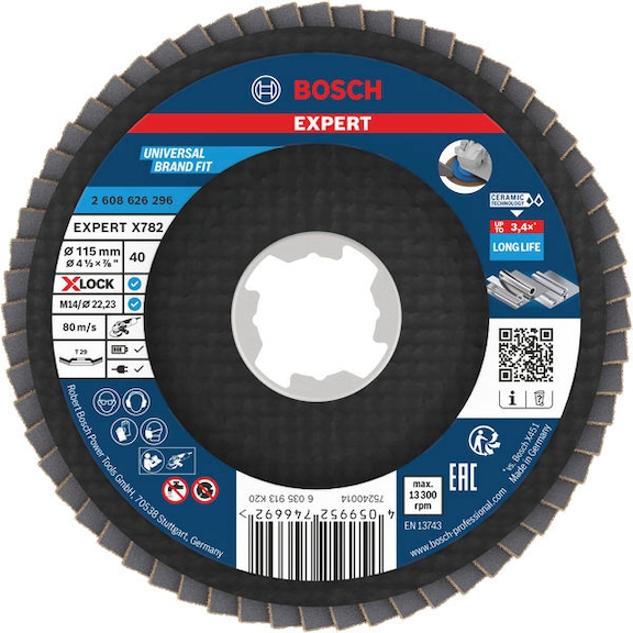 BOSCH EXPERT X782 flap disc angled 115 mm K40 X-Lock 2608626296 - EXPERT X782 flap disc angled