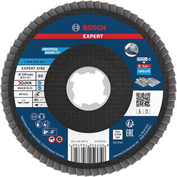 BOSCH EXPERT X782 flap disc angled 125 mm K60 X-Lock 2608626301 - EXPERT X782 flap disc angled