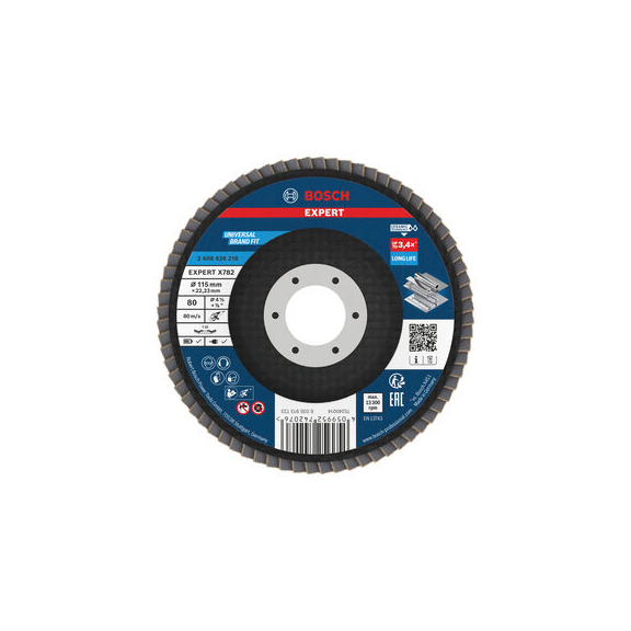 BOSCH EXPERT X782 flap disc angled 115 mm K80 22,23 mm 2608626216 - EXPERT X782 flap disc angled