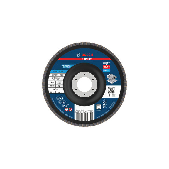 BOSCH EXPERT X782 flap disc straight 125 mm K60 bore 22,23 mm 2608626255 - EXPERT X782 flap disc straight