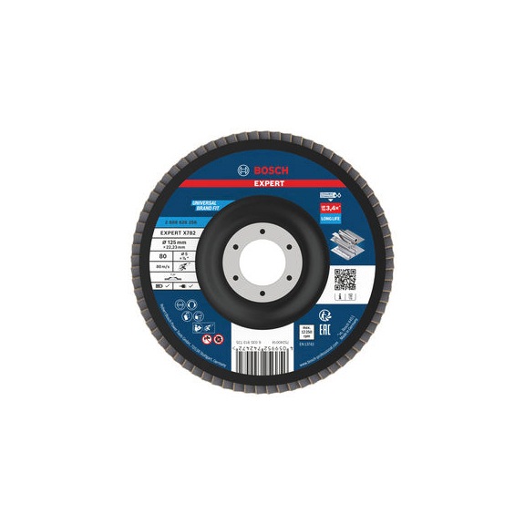 BOSCH EXPERT X782 flap disc straight 125 mm K80 bore 22,23 mm 2608626256 - EXPERT X782 flap disc straight