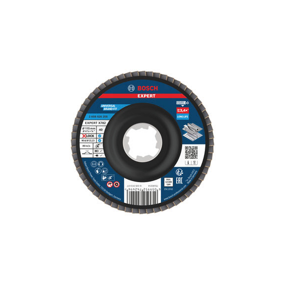 BOSCH EXPERT X782 flap disc, straight, 115 mm, K40, X-Lock 2608626258 - EXPERT X782 flap disc straight