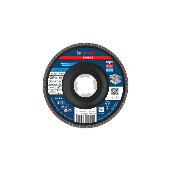 BOSCH EXPERT X782 flap disc, straight, 115 mm, K120, X-Lock 2608626261 - EXPERT X782 flap disc straight