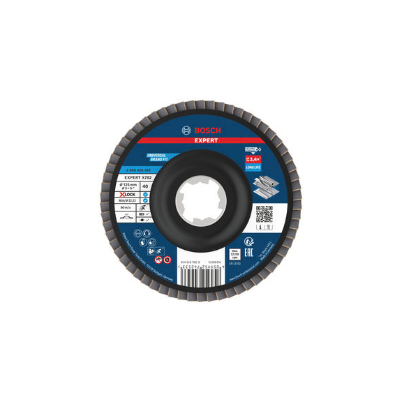 BOSCH EXPERT X782 flap disc, straight, 125 mm, K40, X-Lock 2608626262 - EXPERT X782 flap disc straight