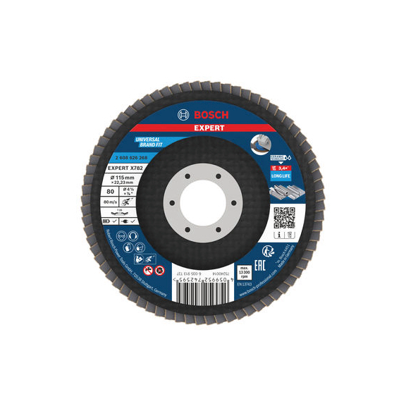 BOSCH EXPERT X782 flap disc angled 115mm K80 trimmable 2608626268 - EXPERT X782 flap disc angled