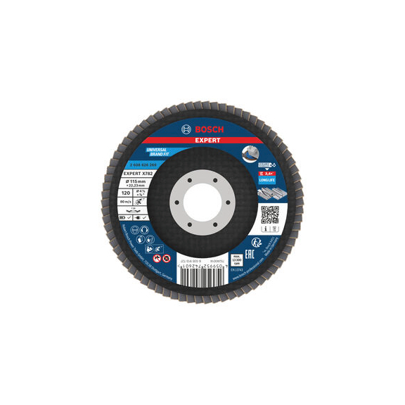 BOSCH EXPERT X782 flap disc angled 115 mm K120 22,23 mm 2608626269 - EXPERT X782 flap disc angled